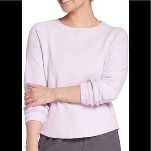 Calia size M pink textured long sleeve crew neck sweatshirt